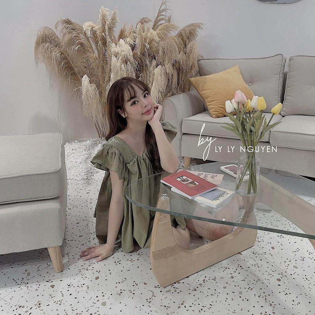 Set Áo babydoll kèm quần short trắng - Set áo babydoll cánh tiên đũi nhật thêu hoa thủ công xuất sắc
