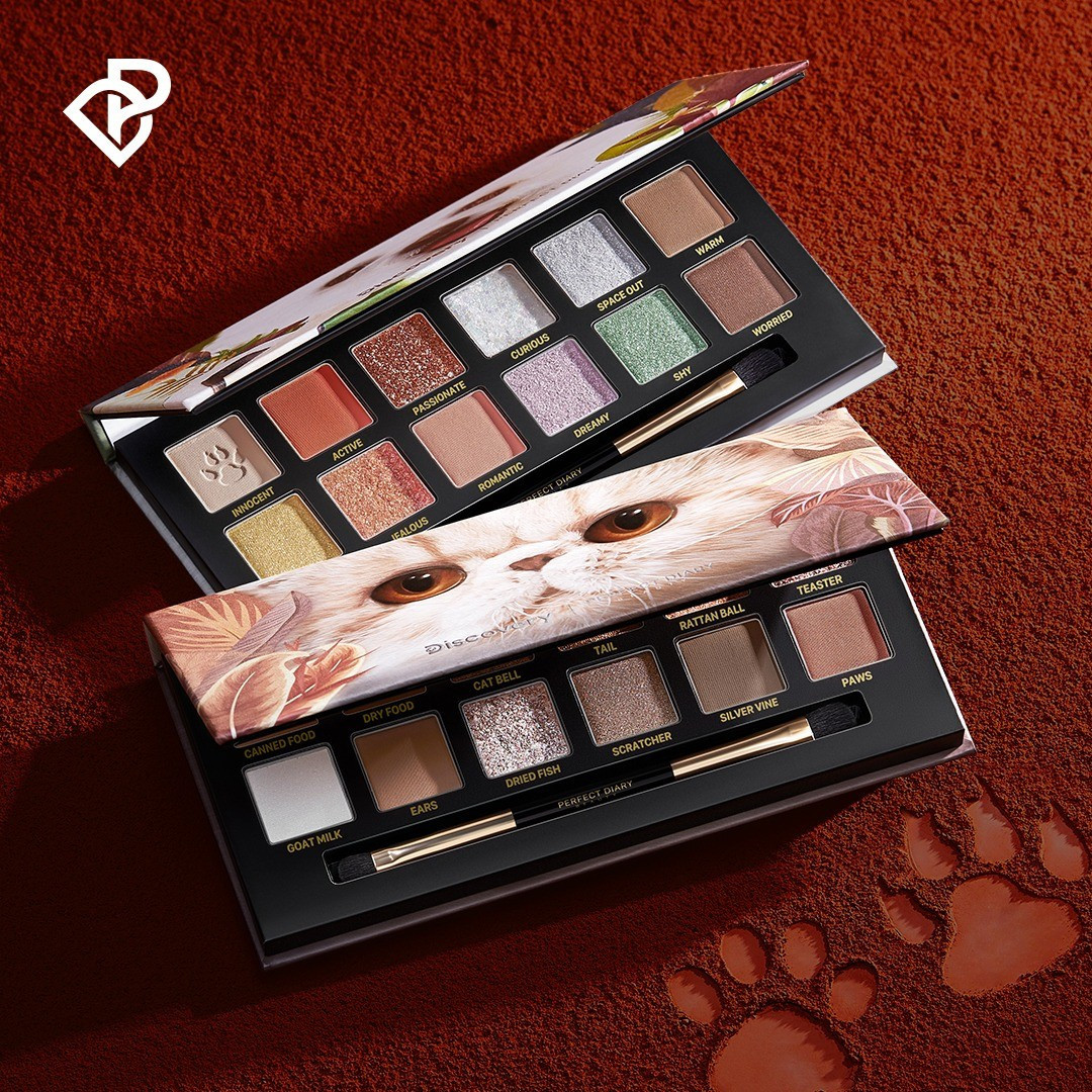 Bảng Phấn Mắt Perfect Diary Bảng Màu Mèo Cat 14g Kèm Cọ
