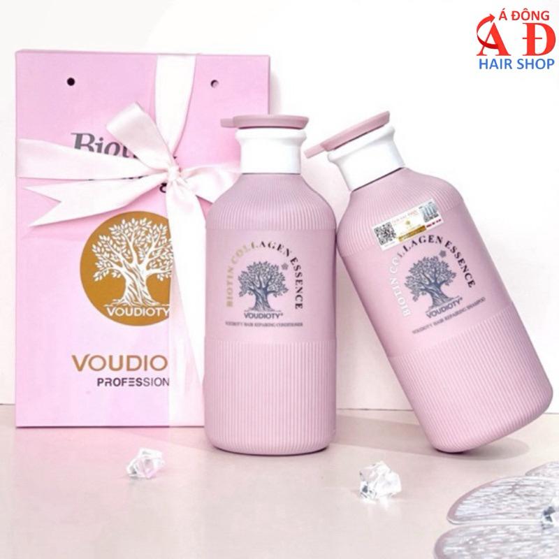 Bộ Dầu Gội Xả Biotin Collagen Essence Voudioty Hồng Phục hồi Giảm Rụng Tóc New 500mlx2