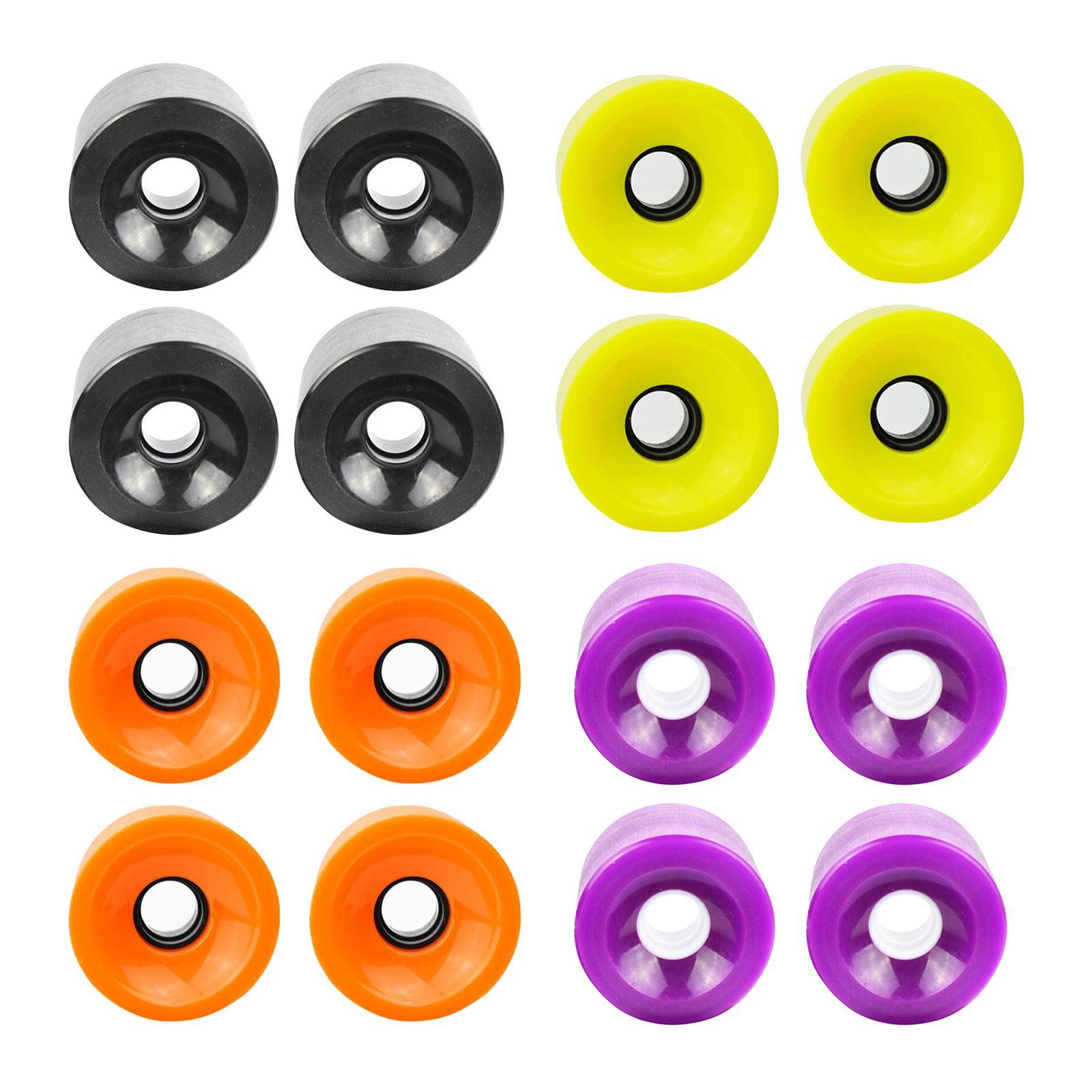 4Pieces Longboard Wheels Set 70x51mm Skate Board PU Roller 78A Wheel Black