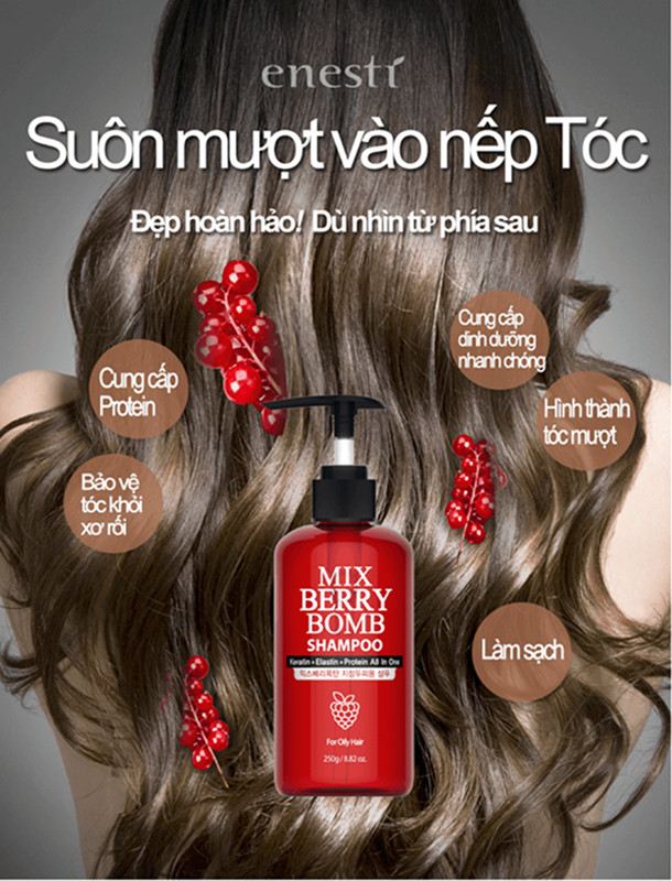 Dầu gội phục hồi hư tổn Enesti Mix Berry Shampoo Hàn Quốc 250ml + Tặng móc khoá