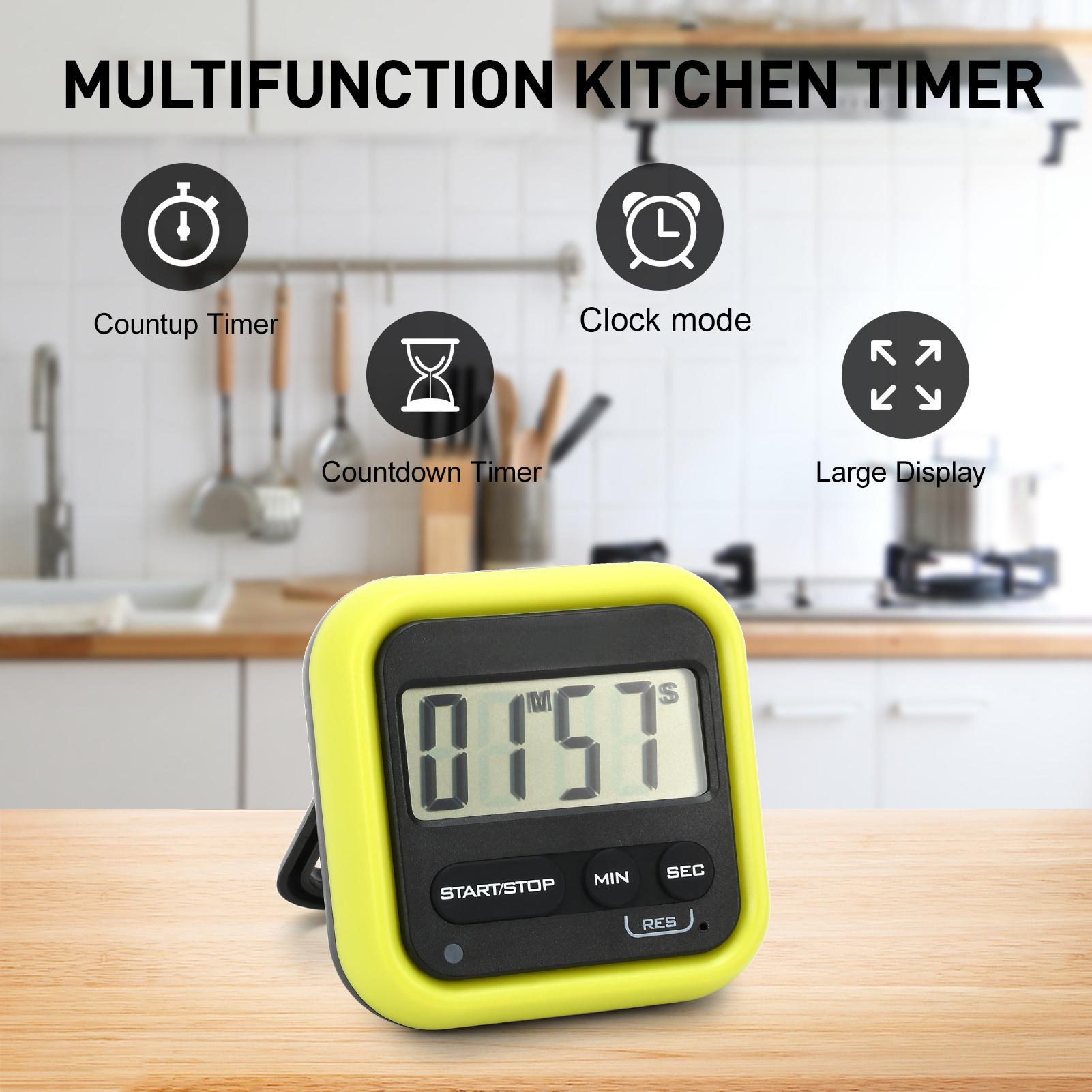 Kitchen Timer Digital Stopwatch with Loud Alarm Large LCD Count up/Countdown Timer for Cooking Shower Kids Classroom