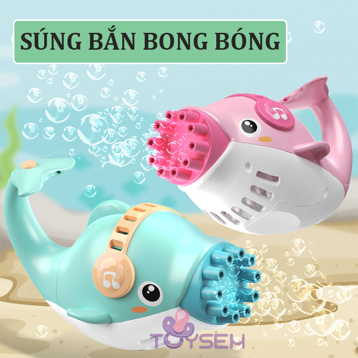 Đồ chơi bắn bong bóng xà phòng hình cá heo, Đồ chơi trẻ em máy phun thổi bong bóng ngoài trời, Quà tặng sinh nhật cho bé