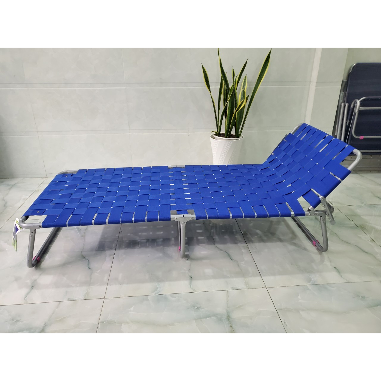 Giường xếp vải dù khung sắt cỡ lớn GX03  - Xanh trời - 190cm x75cm x 35 cm