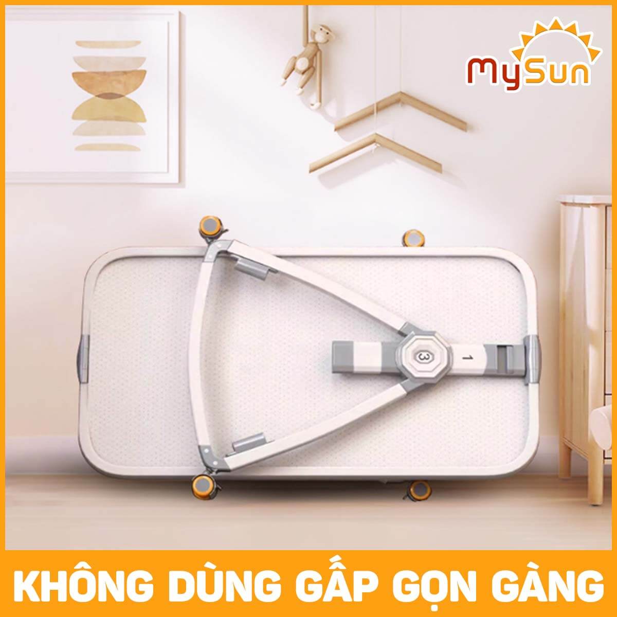 Nôi cũi cho em bé sơ sinh ghép chung giường ngủ gấp gọn Luxury MySun