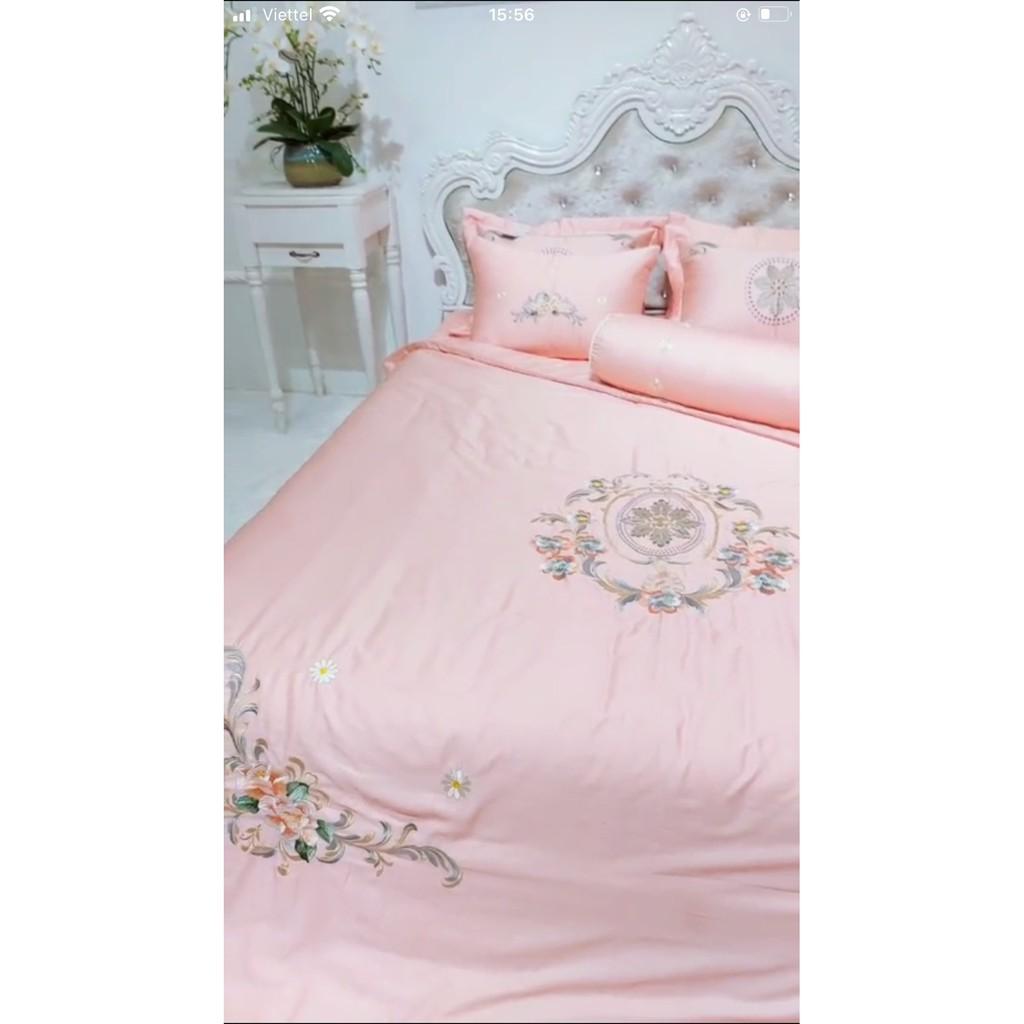 Set Chăn Ga Cotton Lụa Thêu 7 Món cao Cấp Cho Mùa Cưới