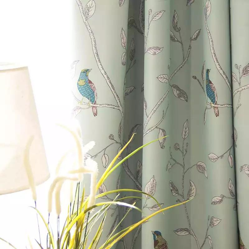 Rèm vải họa tiết chim đậu cành cây (nhiều size)