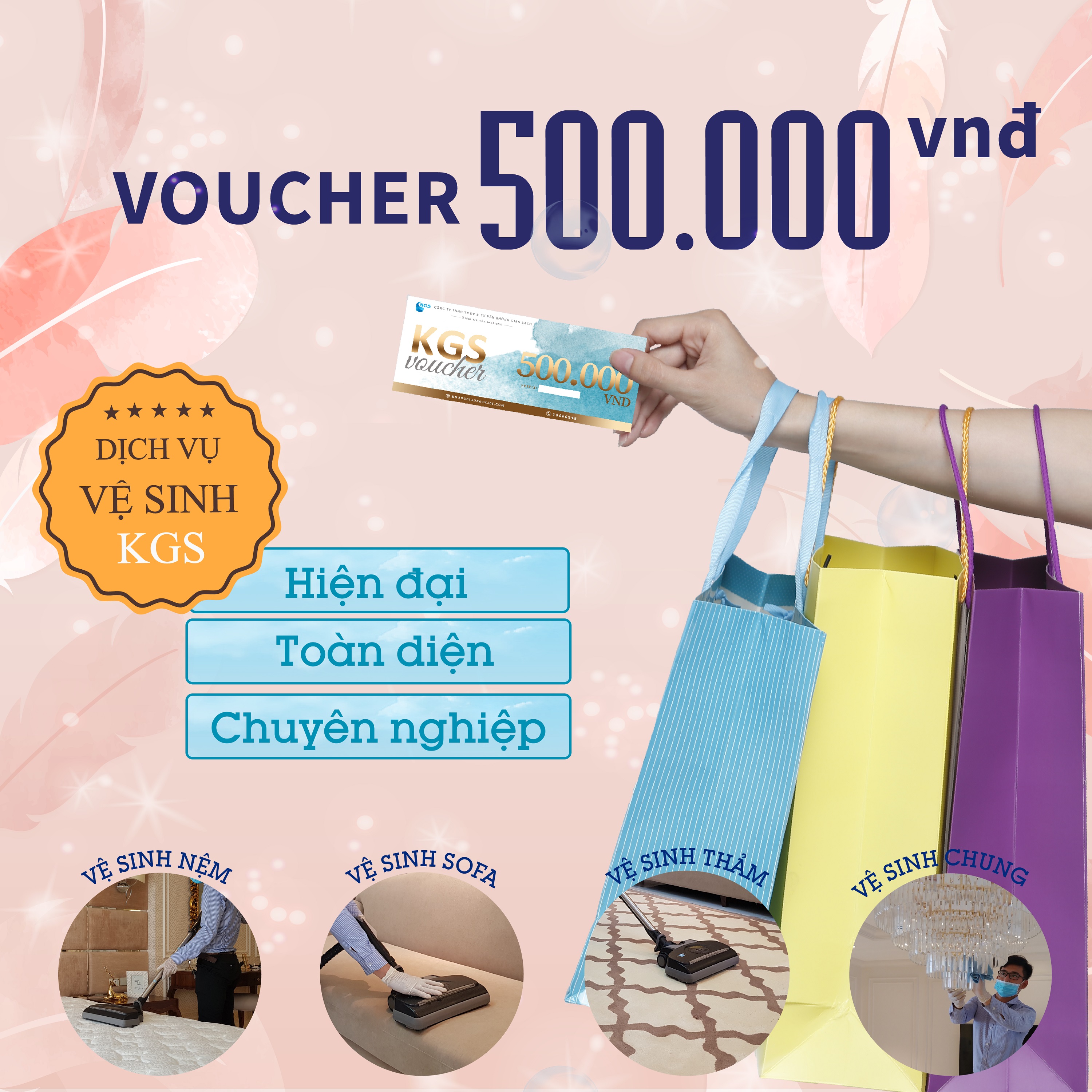 [E-Voucher] Phiếu quà tặng Voucher Dịch vụ Vệ sinh 500.000 VNĐ áp dụng Toàn bộ Dịch vụ Vệ Sinh Không Gian Sạch - Tổng đài  miễn phí 18006248 để đặt hẹn