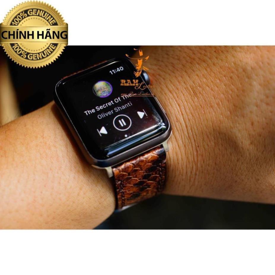 DÂY ĐỒNG HỒ DA THẬT RẰN RI VÀNG DÀNH CHO APPLE WATCH - RAM LEATHER CHÍNH HÃNG