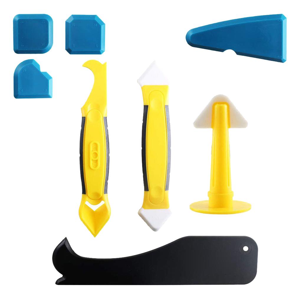 8Pcs/Set Sealant Spatula Caulking Tool Kit Silicone Grout Remover Scraper Nozzle