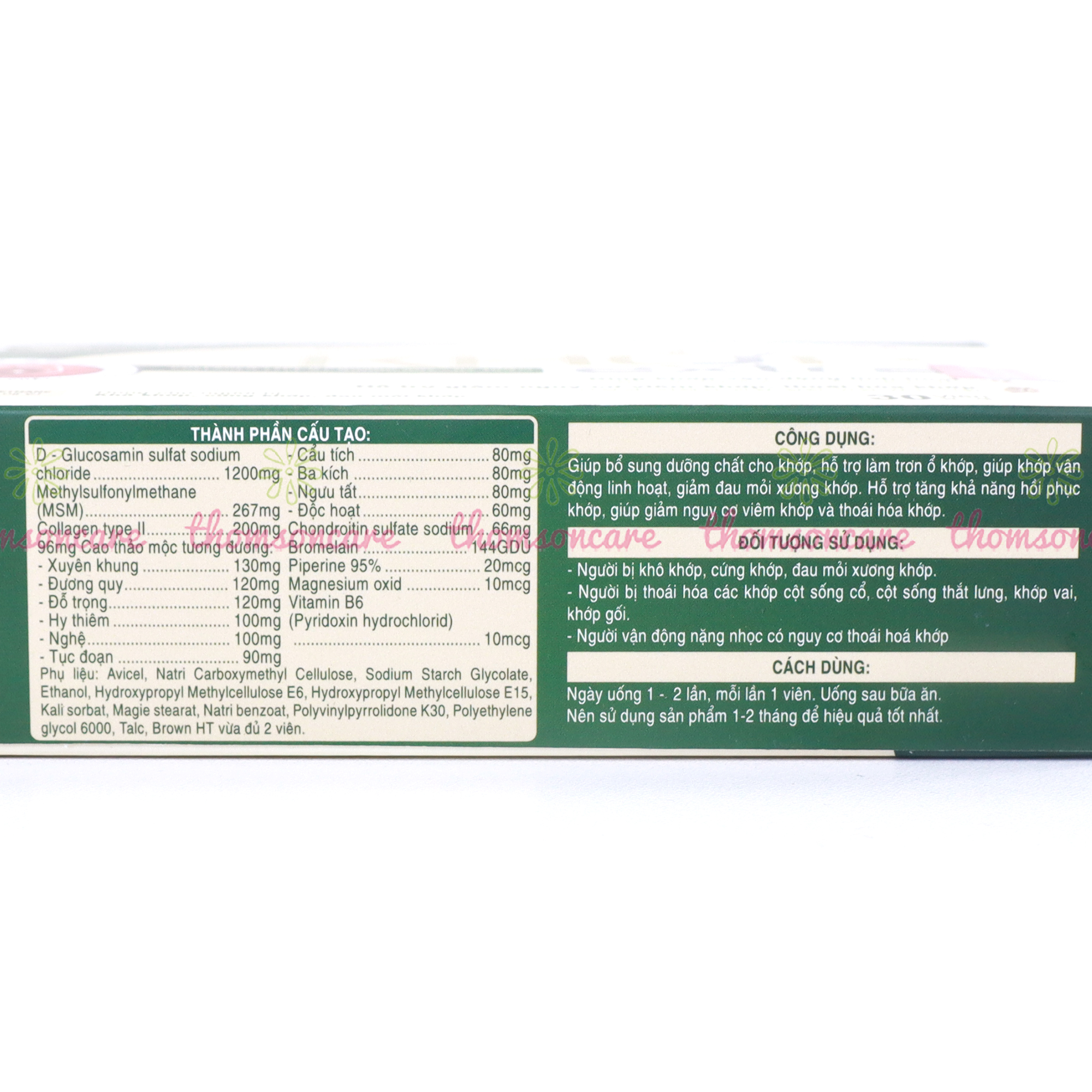 Viên Khớp Extra Hộp 30 viên - Bổ sung chất nhầy, giảm đau xương khớp, thoái hóa khớp từ thảo dược - Thomsoncare
