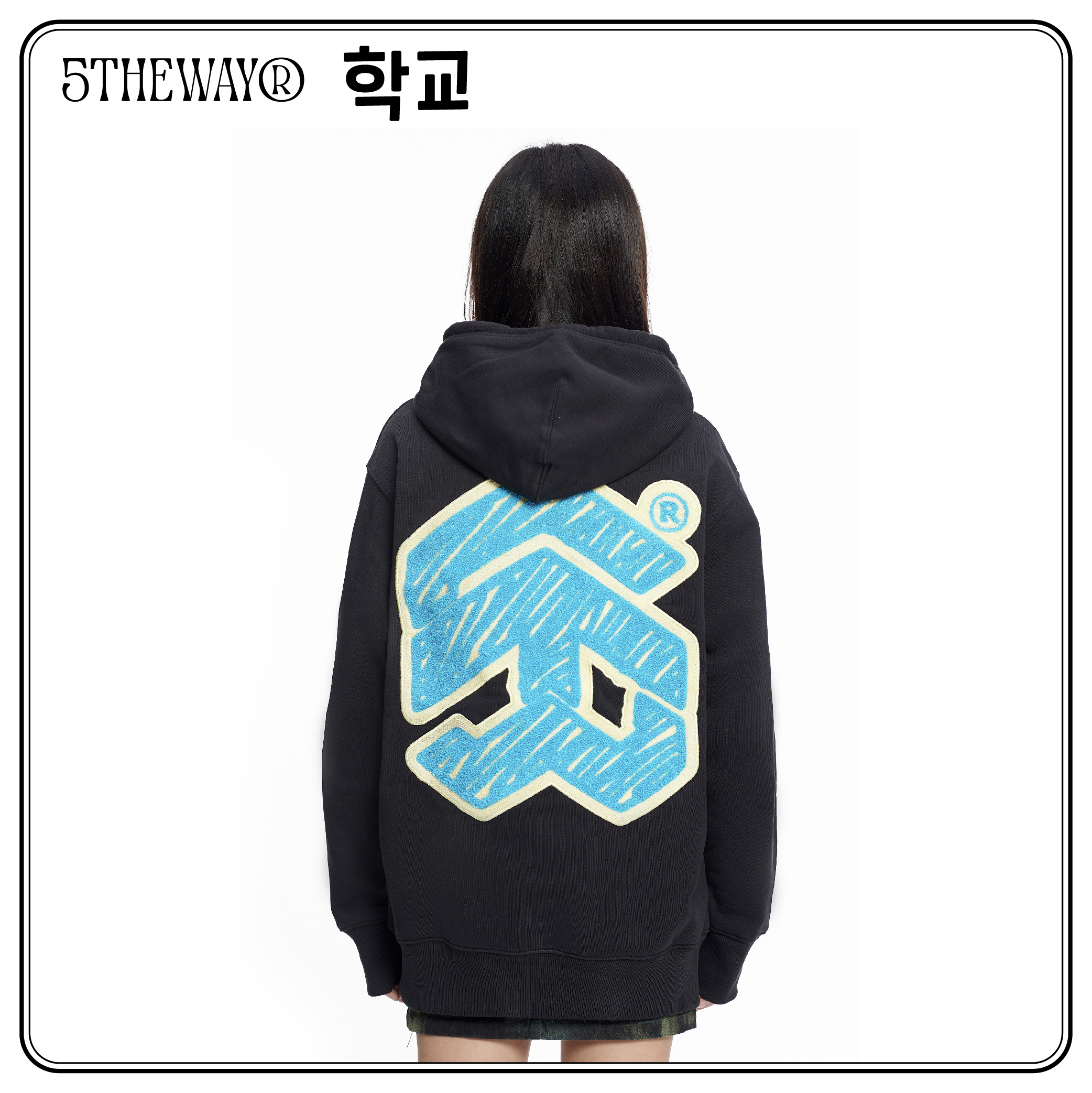 Áo Khoác Hoodie 5THEWAY Màu Đen aka /sketch/ Embroider Traditional Fit Hoodie in BLACK