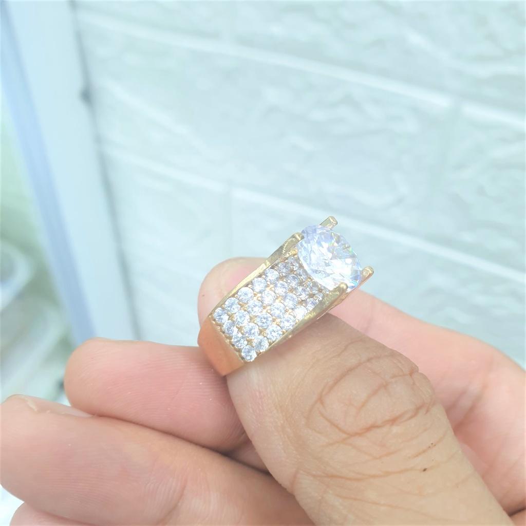 Nhẫn Kiểu Full Xoàn Vuông To 10MM Cao Cấp- Dùng vĩnh viễn không kiêng mồ hôi muối