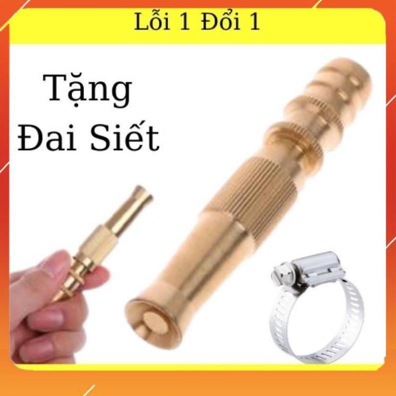 Đầu vòi xịt tăng áp mini bằng đồng phun nước rửa xe, tưới cây tăng áp đa năng có đai siết ống đi kèm 206587