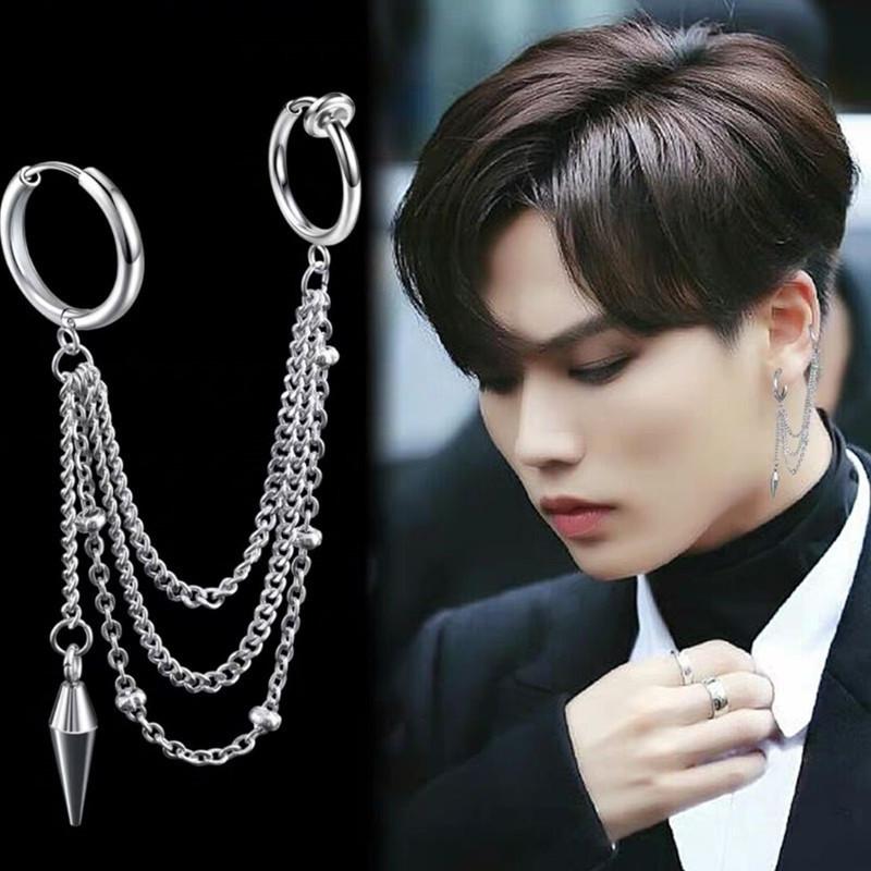 Khuyên tai bông tai xích xếp tầng thả đuôi nhọn cực cool