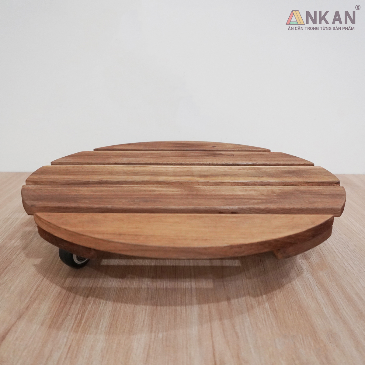 Đế Lót Để Chậu Cây Có Bánh Xe ANKAN 40cm Làm Giá Đỡ Kệ Hoa Cây Cảnh, Màu Vàng Nắng, Chịu Tải 150Kg