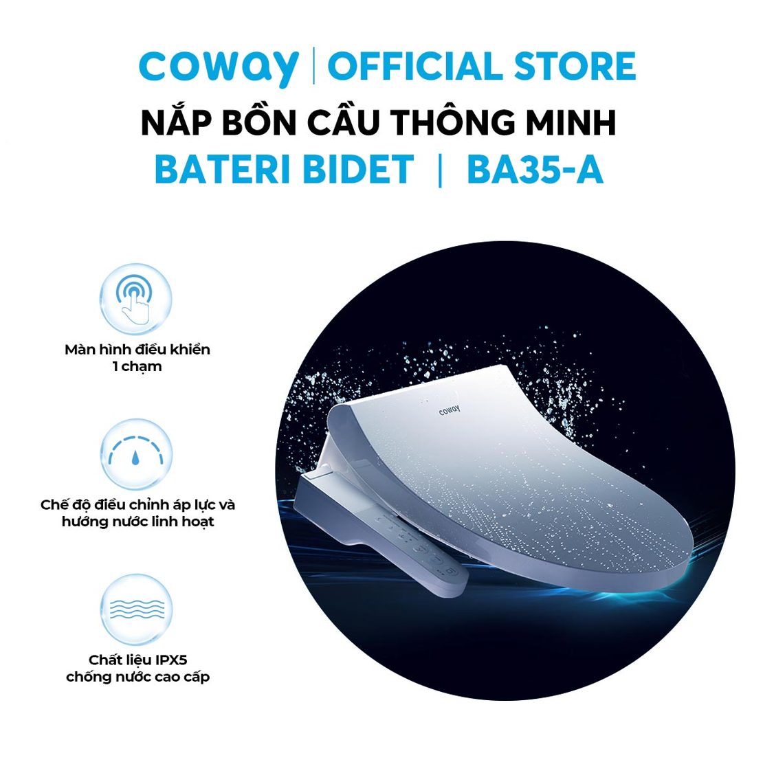 Nắp bồn cầu thông minh Coway Bateri Bidet BA35-A - Hàng chính hãng