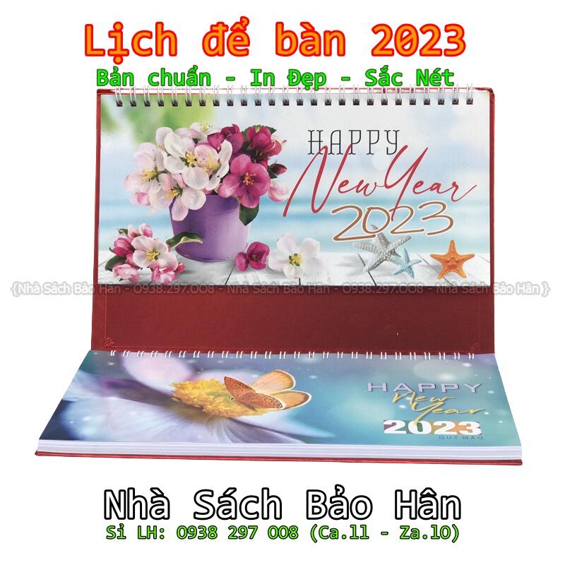 Lịch để bàn 2023 có lịch âm (kiểu chữ M ) có dải note ghi chú ngày, tuần, đủ ngày âm dương(mẫu ngẫu nhiên, nowship)