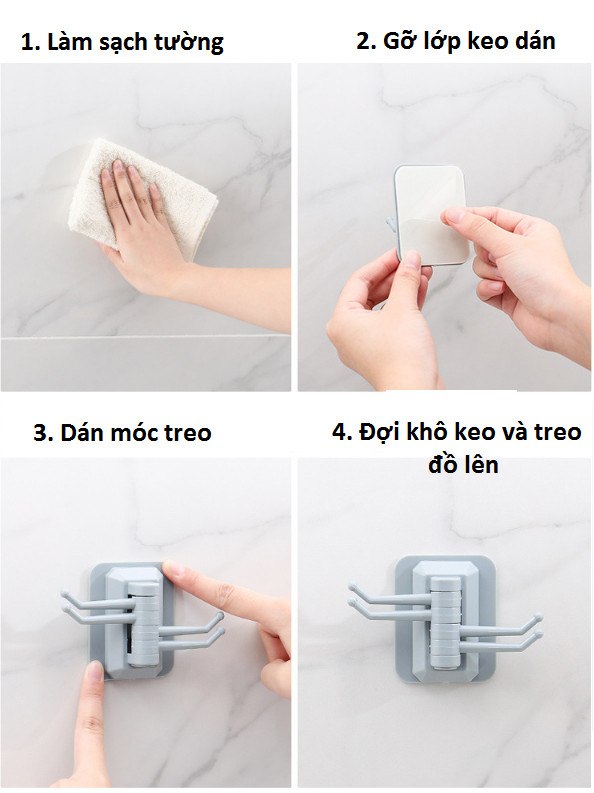 Combo 4 Móc treo chìa khóa dán tường vuông GD172-TCKhoaVuong-4