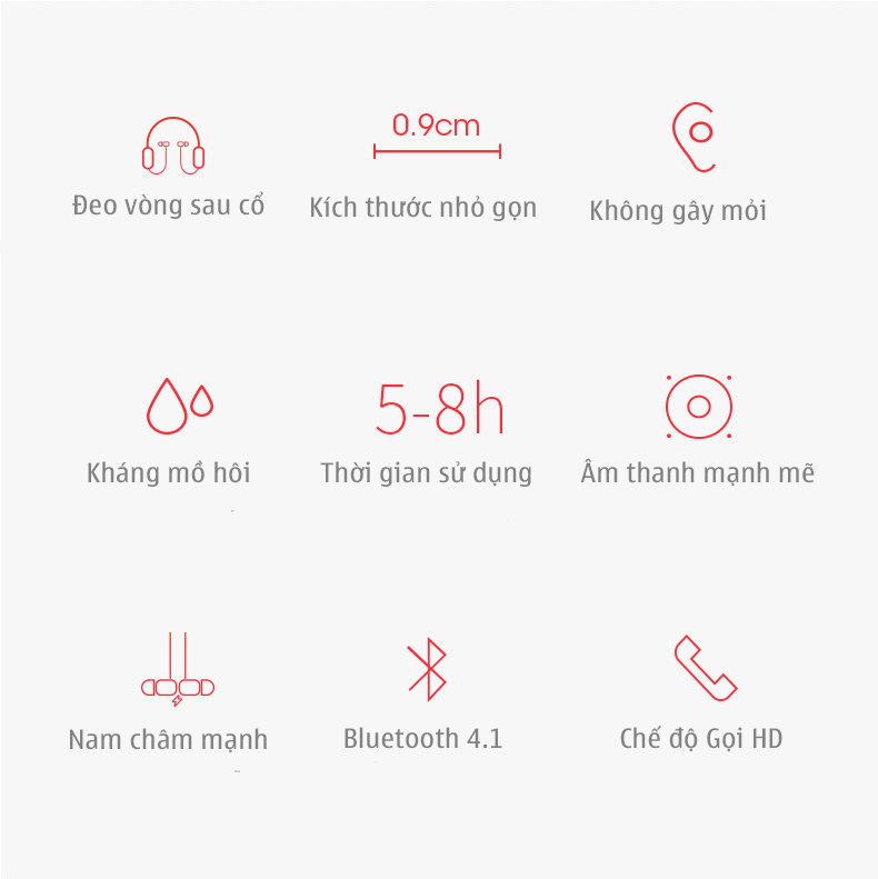 Tai nghe không dây nhét tai bluetooth V4.1 MOLOKE S7 (Màu Đỏ) (Có micro đàm thoại) + Tặng kèm 3 bộ nút tai nhiều kích thước