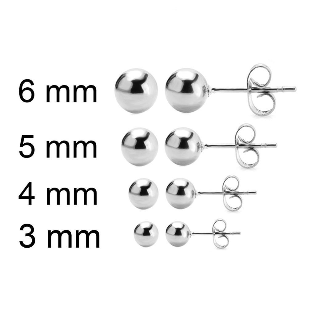 4 Pairs Bar  Steel Ball  Earring Stud Jewelry  3-6mm