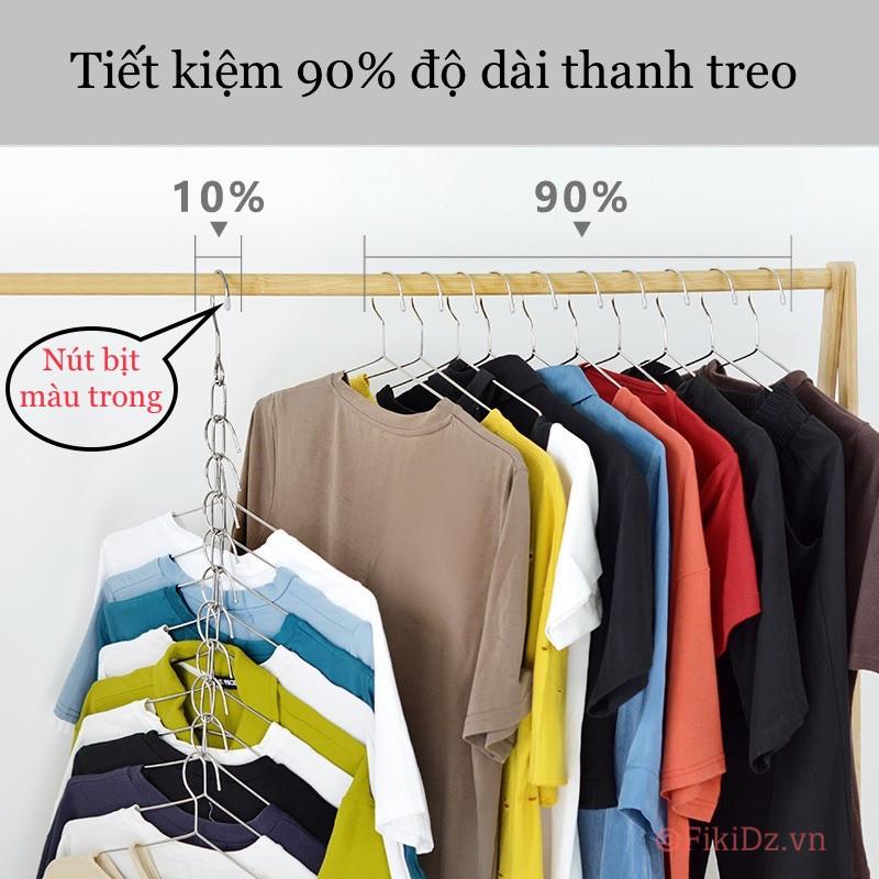 Móc treo quần áo inox tiết kiệm 90% độ dài thanh treo