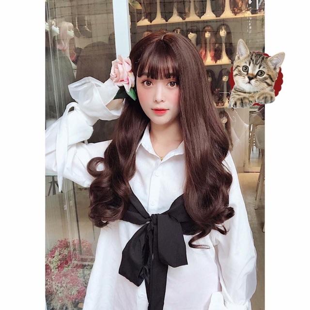 TÓC GIẢ NGUYÊN ĐẦU XOĂN NHẸ MÁI THƯA TIỂU THƯ
