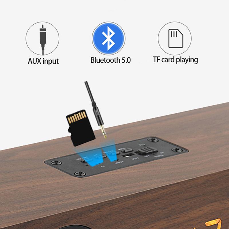 Loa Soundbar Bằng Gỗ Loa Bluetooth Âm Nhạc Âm Thanh 20W HIFI Nhạc Stereo Màn Hình LED Vòm Màn Hình Loa Ngoài Trời Có Đài FM Color: W8C Yellow