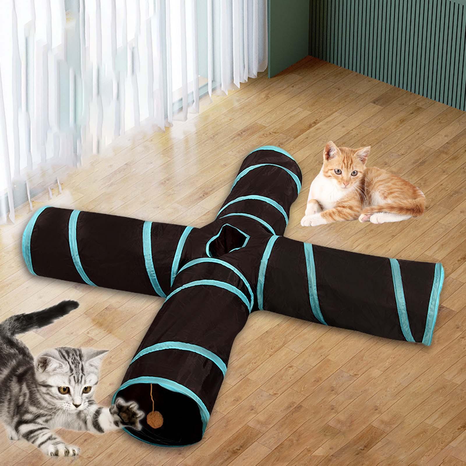 Cat Tunnel Foldable Cat Toys Lightweight Collapsible Playing Hut Tunnel Tube Cat Runway Tunnel for Indoor Cats Rabbit Small Animals Rat Dogs