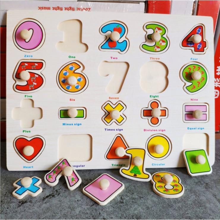 Bảng ghép hình núm gỗ nhiều chủ đề cho bé