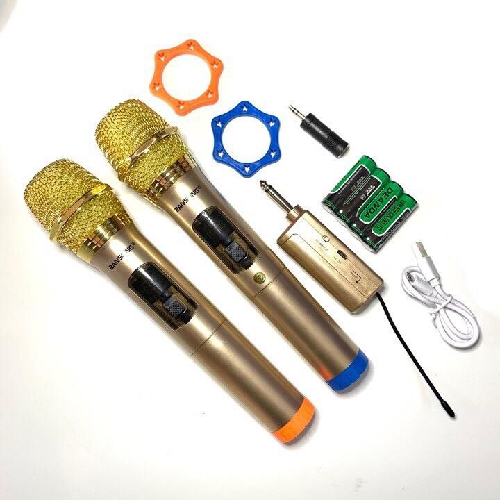 Bộ 2 micro karaoke không dây Zansong S28 hát karaoke gia đình, micro sân khấu - thiết kế đột phá gọn nhẹ