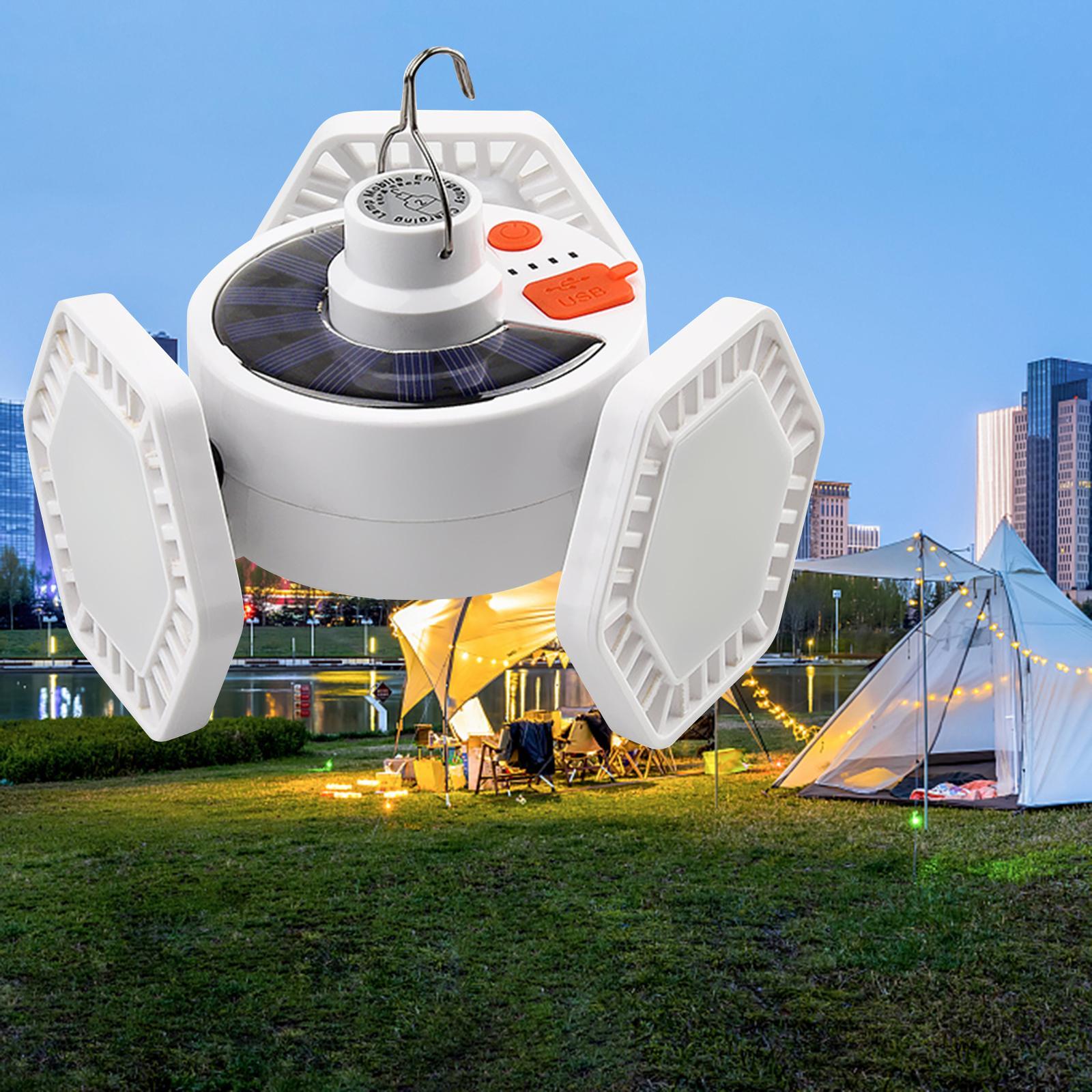 Solar Camping Lantern Light Bulbs LED Folding Portable for Patio Fishing Car