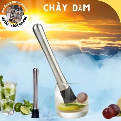 Hình ảnh Giá Sỉ Chày bar dầm pha chế cocktail Nhựa Inox - Dụng Cụ Pha Chế Quầy Bar các cỡ (chất liệu inox 304 dày dặn sáng bóng)