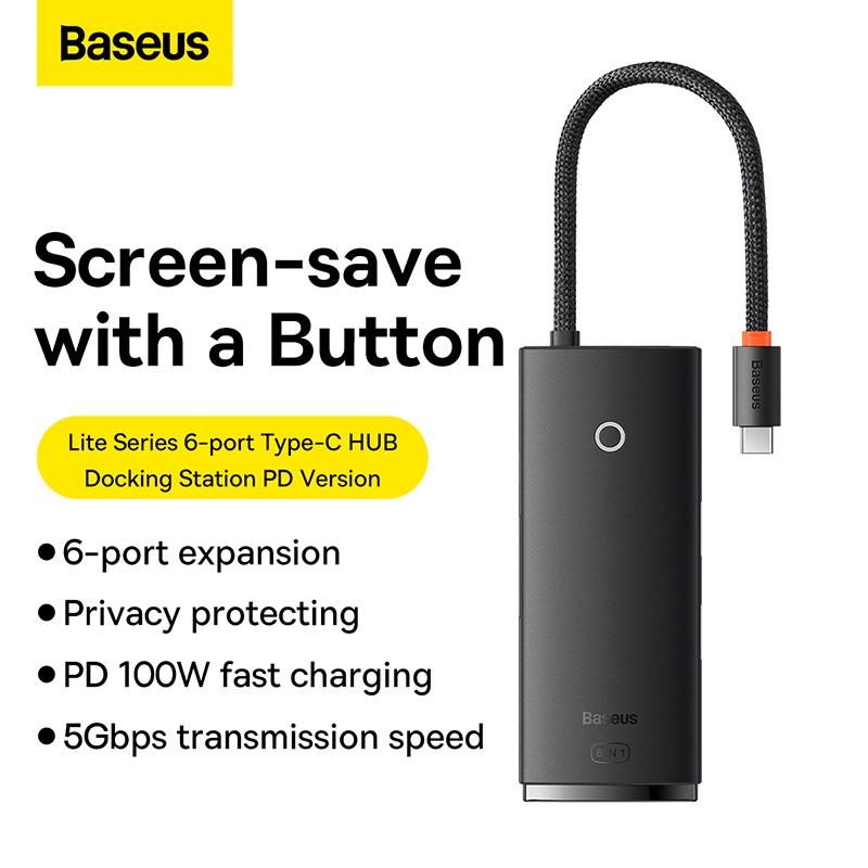 Hub chuyển đa năng Baseus Lite Series 6-Port Type-C HUB Docking Station (Type-C to HDMI+USB3.0*2+PD/typec data+SD/TF) (Hàng chính hãng)