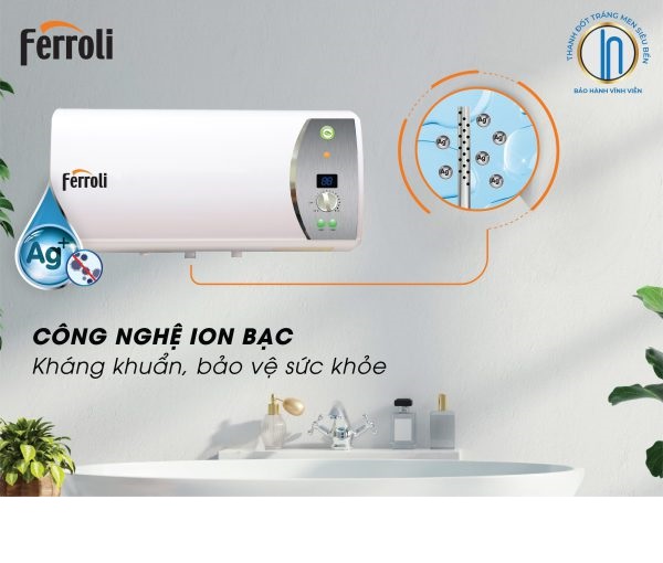 Máy nước nóng gián tiếp Ferroli VERDI AG+20 lít tích hợp ion bạc- màn hình led hiển thị nhiệt độ (2500W)-hàng chính hãng