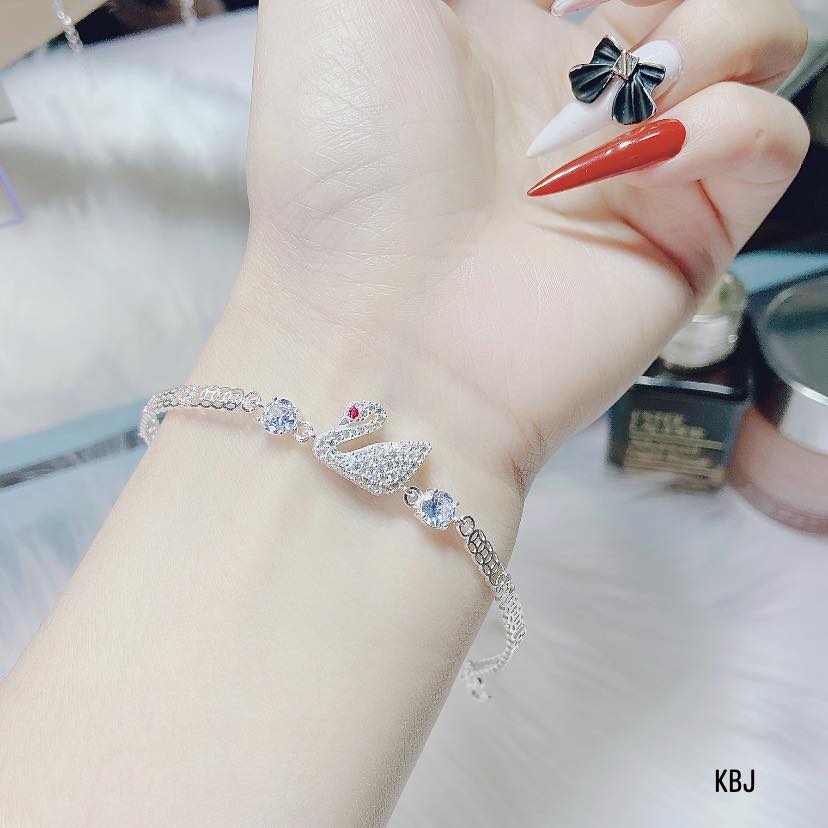 Lắc tay nữ kim tiền mặt thiên nga chất liệu bạc s925 MS115t