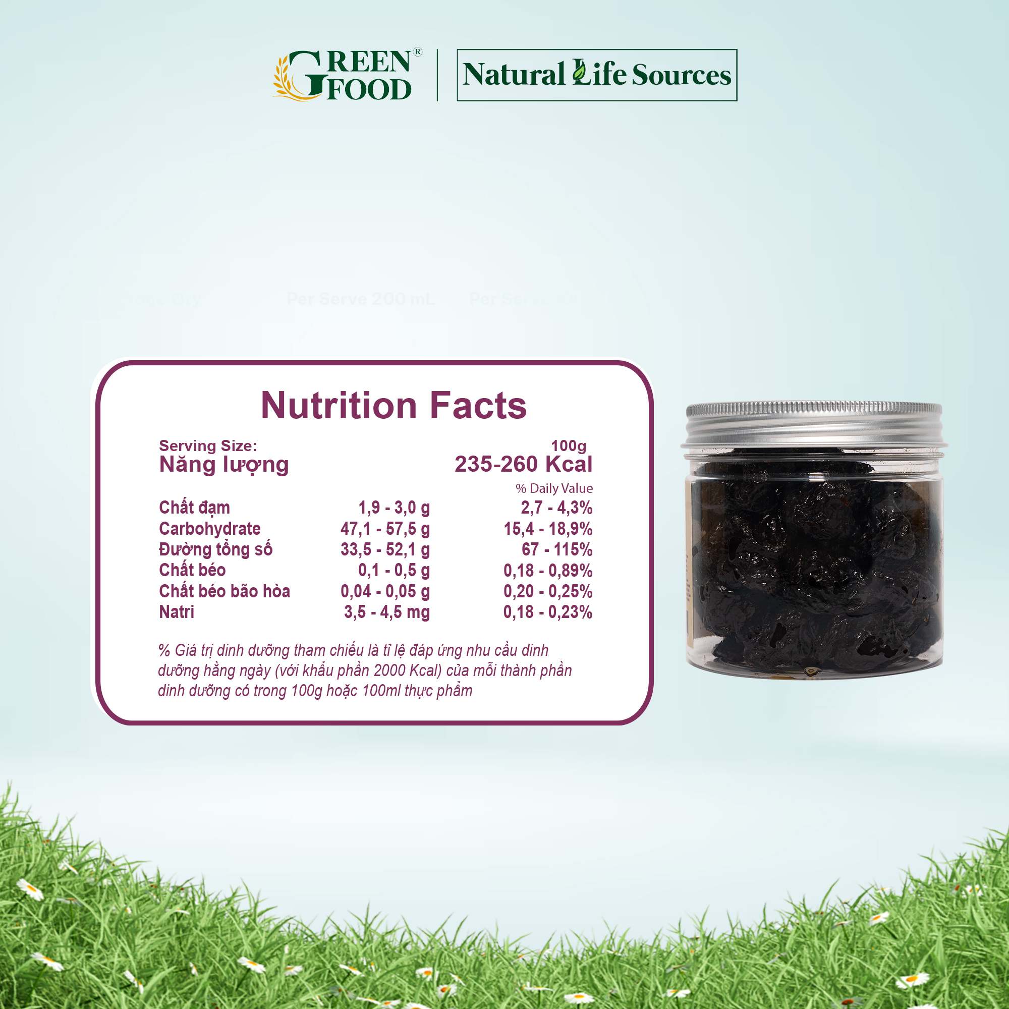 Mận Khô Chile Kích Cỡ Medium Dried Prunes Just Snack GREEN FOOD Hộp 250g - ăn vặt khỏe mạnh, không thêm đường, nhập khẩu chính hãng từ Chi-lê.