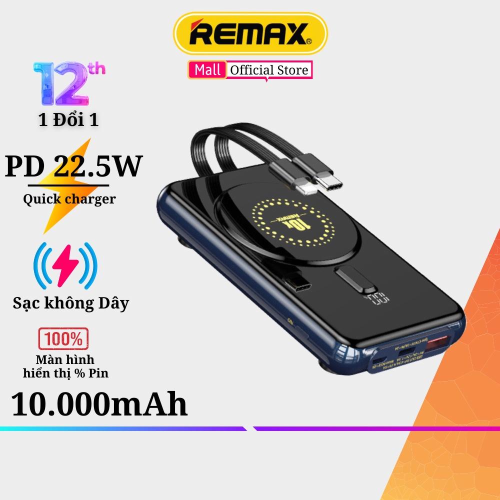 Sạc dự phòng không dây kèm cáp 10000mAh Remax RPP-268 cho lp samsung PD 22W . Hàng Chính Hãng Remax