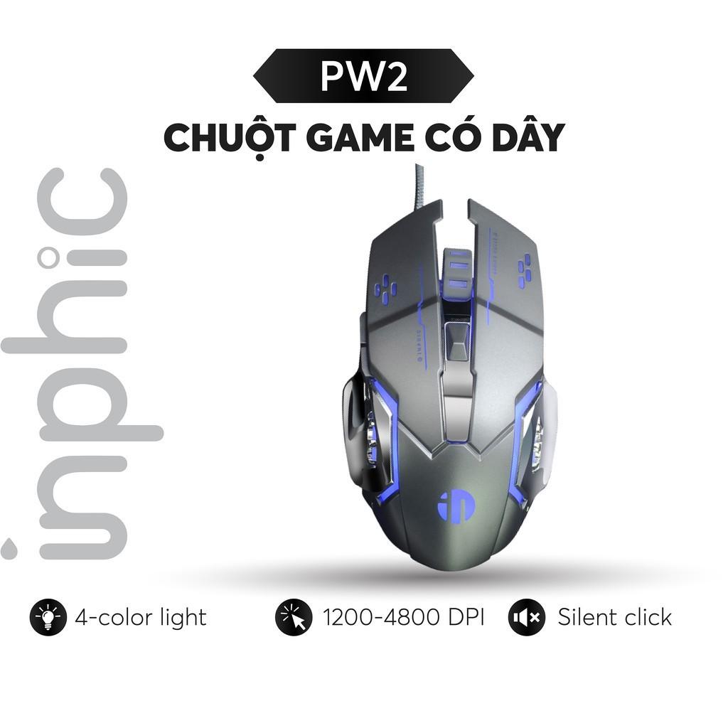 Chuột Máy Tính Có Dây USB Inphic PW2 - Đèn Nền RGB Tiện Dụng, 4800 DPI cho game thủ chuyên nghiệp