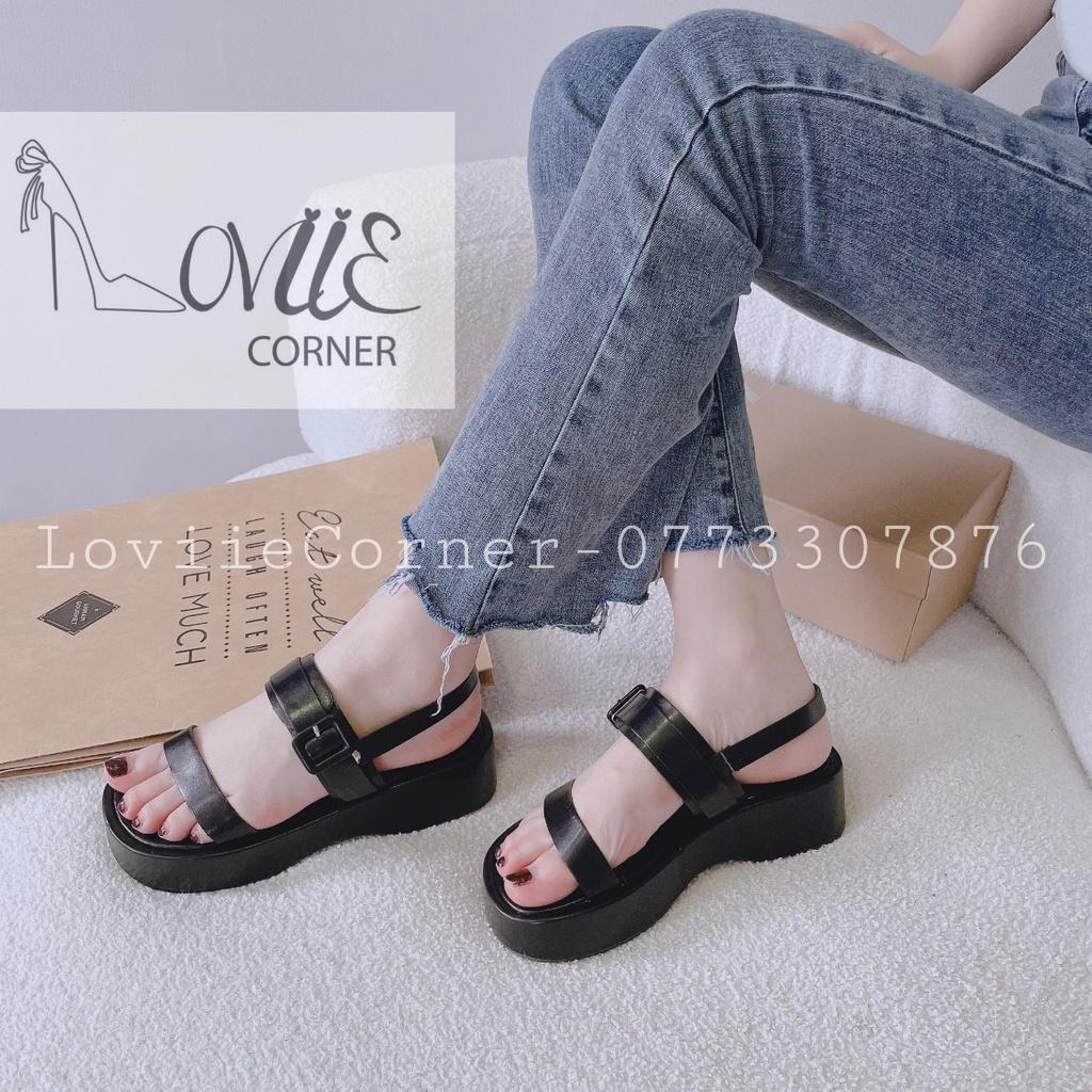 SANDAL XUỒNG LOVIIECORNER - GIÀY THỜI TRANG ĐẾ BẰNG HAI QUAI NGANG PHONG CÁCH NỮ TÍNH S220902