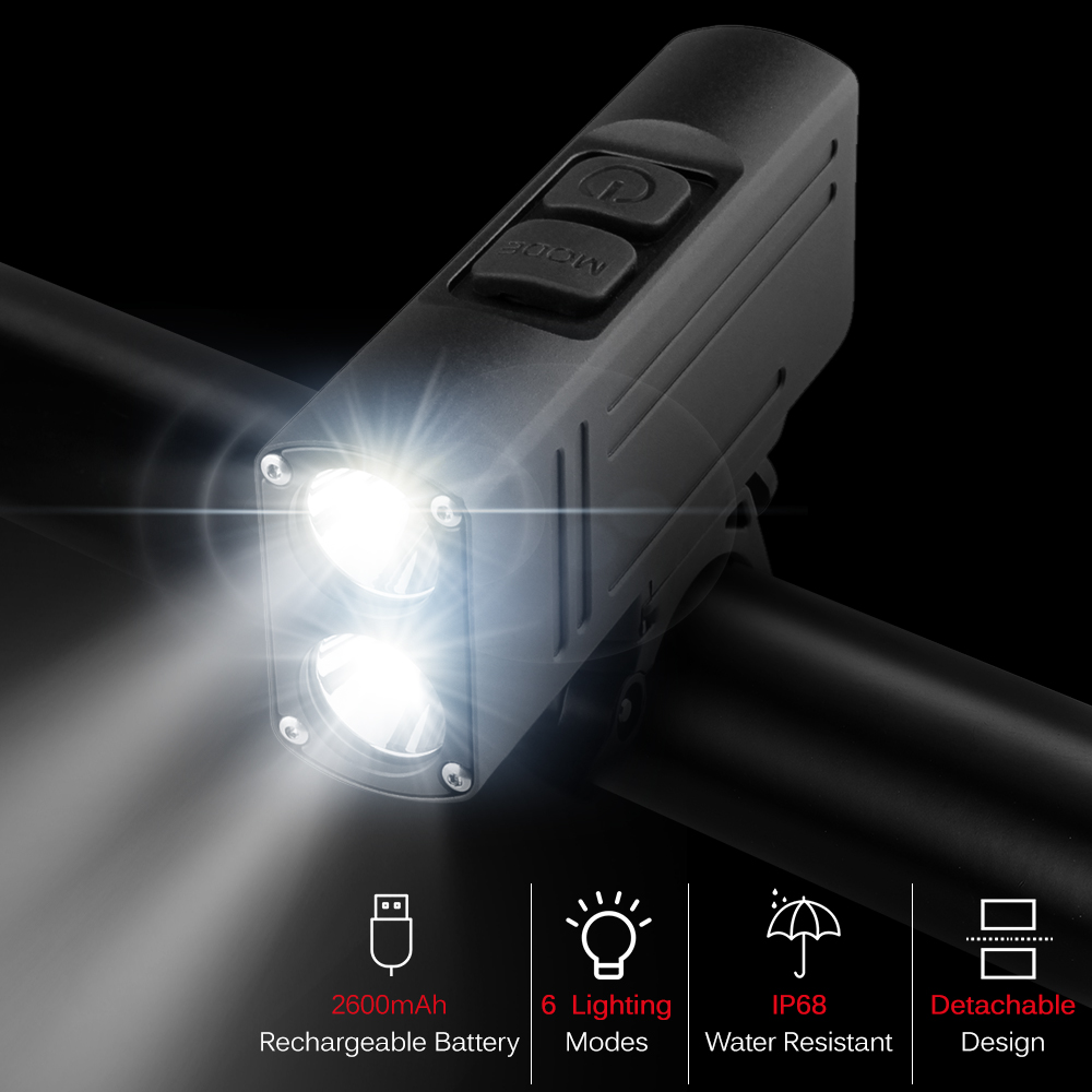 Đèn Chiếu Sáng Gắn Ghi Đông Xe Đạp Chống Nước IP68 Có Thể Sạc Lại