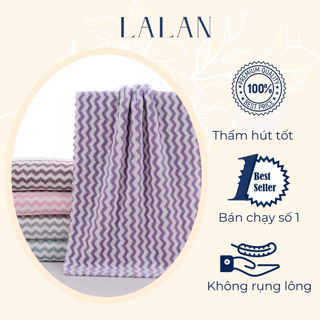Khăn mặt lông cừu xuất Hàn vân kẻ sọc 30x50cm Lalan Shop