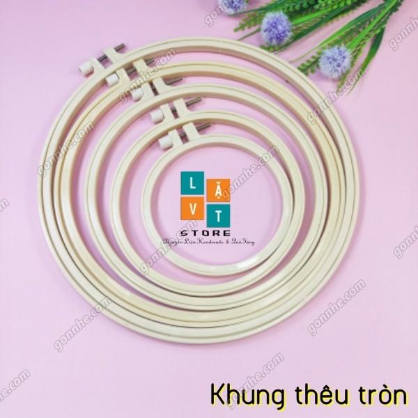 Khung thêu tròn giả tre bằng nhựa chắc chắn để đan, may vá... giá rẻ