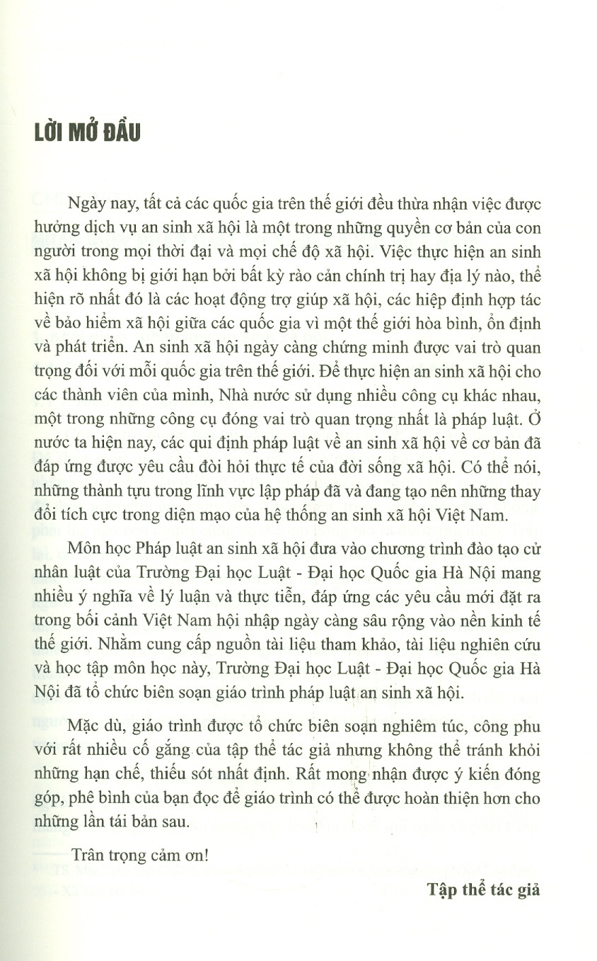 Sách - Giáo trình Pháp luật an sinh xã hội (Tái bản lần thứ nhất)