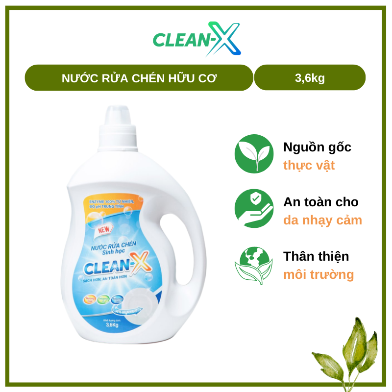 NƯỚC RỬA CHÉN BÁT SINH HỌC CLEANX 3.6kg