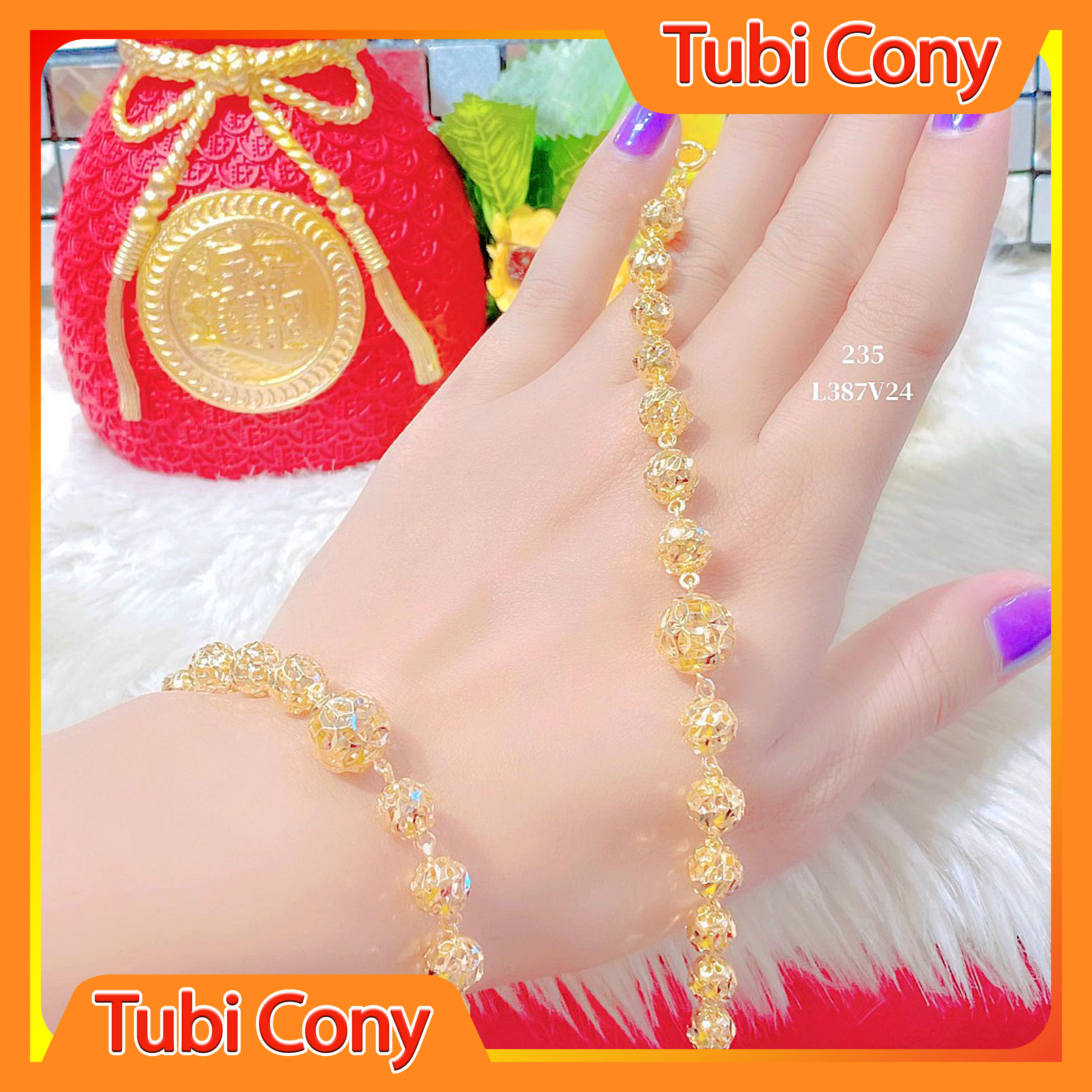 Lắc tay bi mạ vàng 24k hạt châu
