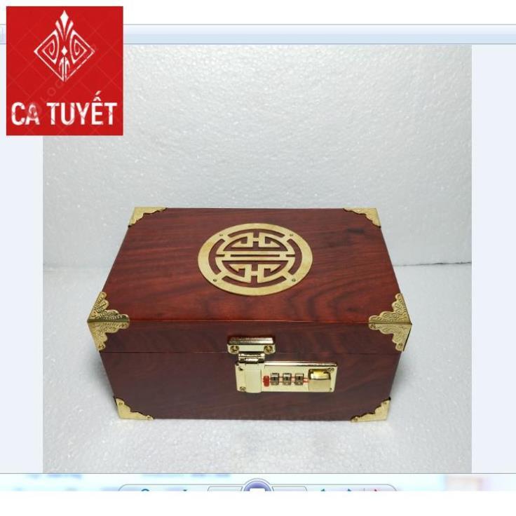 HỘP ĐỰNG TRANG SỨC, HỘP ĐỰNG CON DẤU GỖ HƯƠNG SIZE 19cm KHÓA MÃ SỐ - ẢNH THẬT