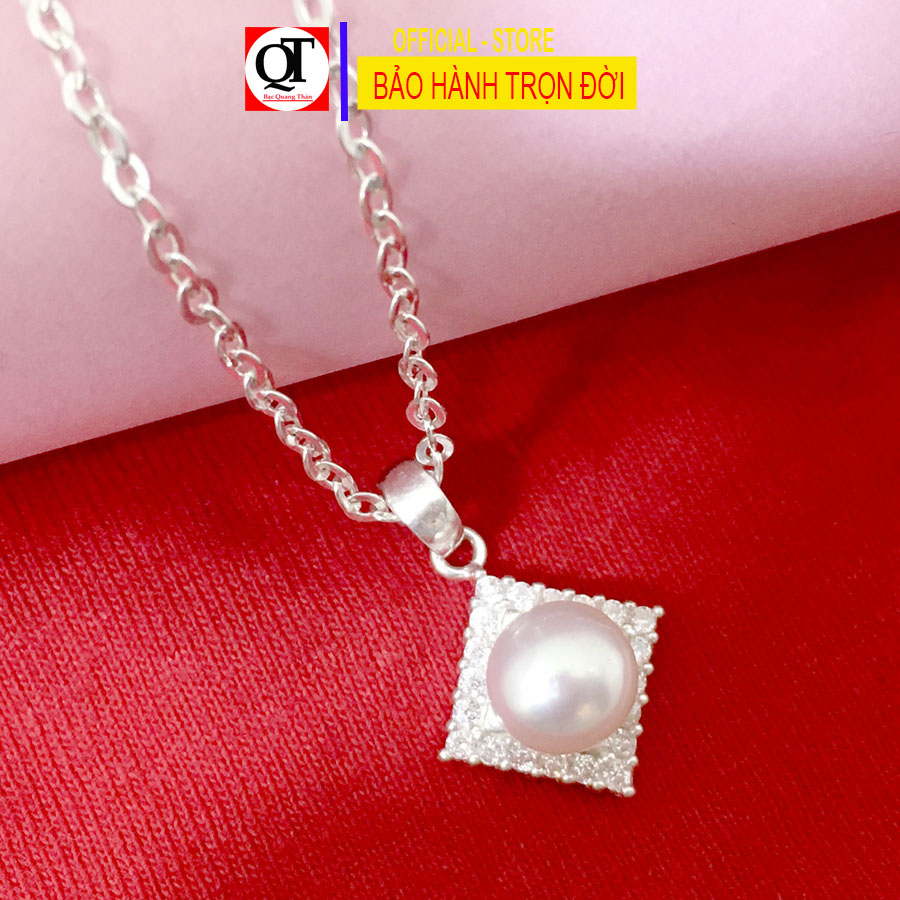 Dây chuyền nữ bạc 925 mặt dây gắn ngọc trai size 6ly cao cấp phong cách thời trang trang sức Bạc Quang Thản - QTBTS19