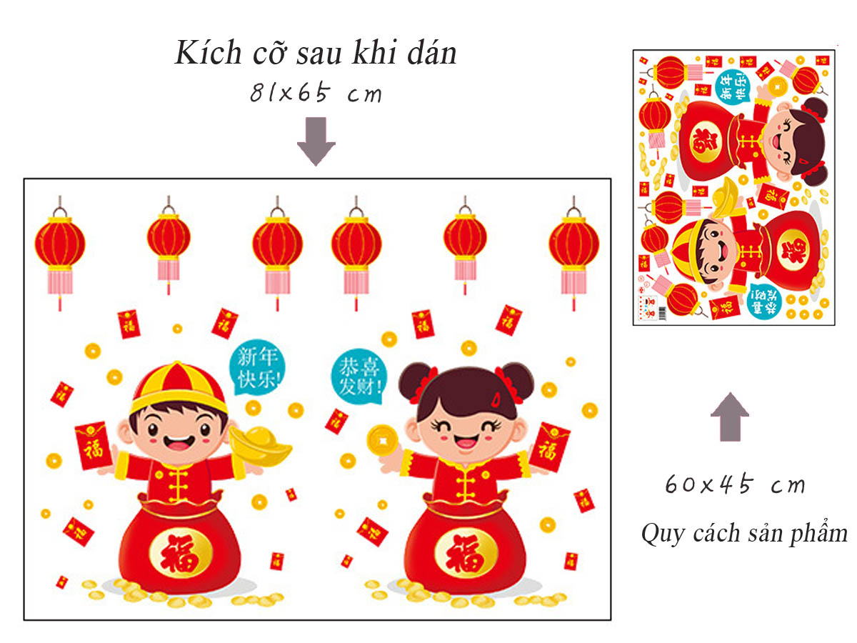 Decal dán tường- tết may mắn