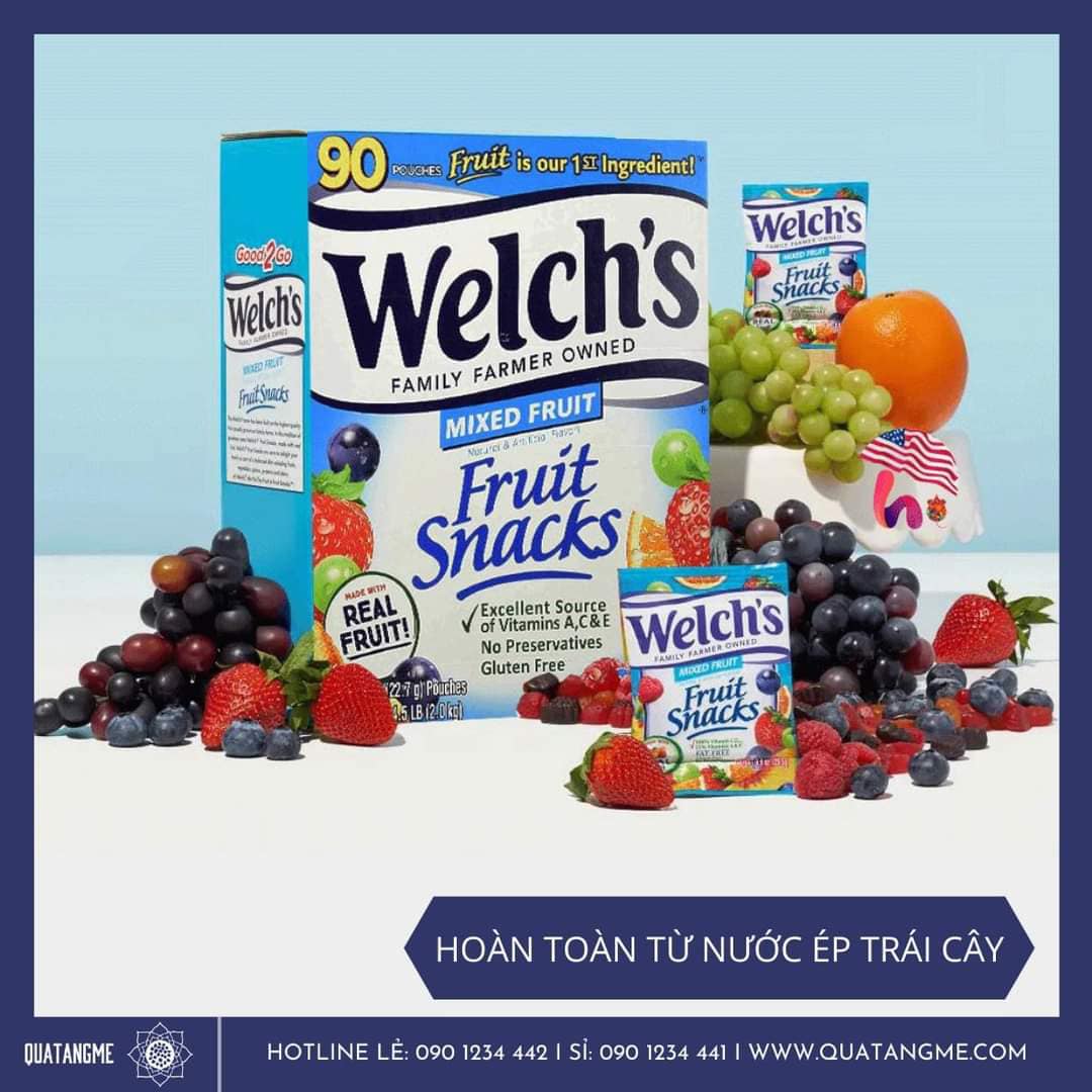 Kẹo dẻo trái cây hỗn hợp - Welch's Mixed Fruit Snack Chứa Vitamin A,C,E Giúp ăn ngon + bổ + khỏe (22,7g/gói)- Massel Official